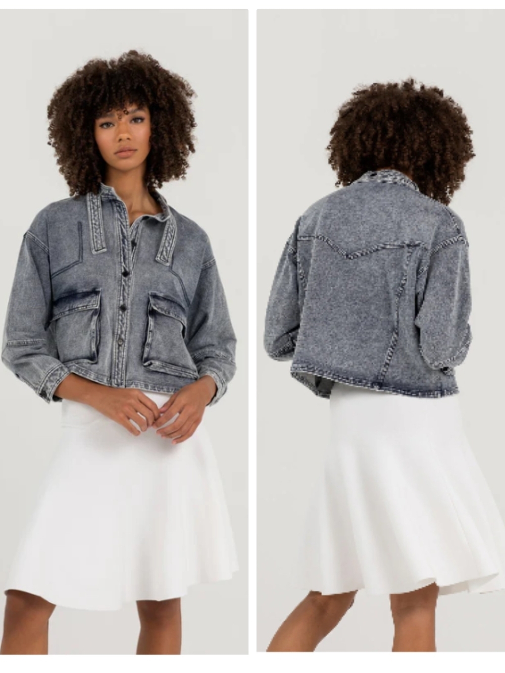 ALEXZA Washed Blue Denim Jacket Women XL Blue Coat Jean